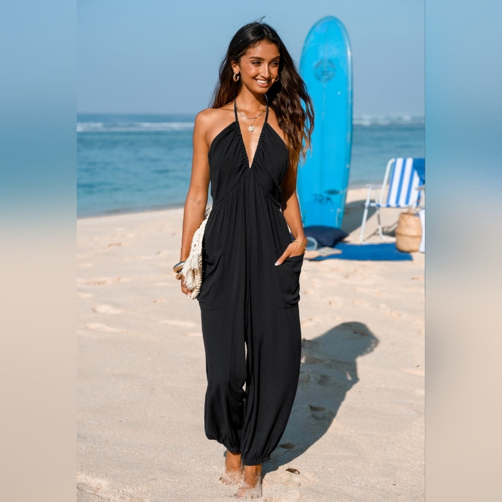 Cupshe Black Halter Jumpsuit